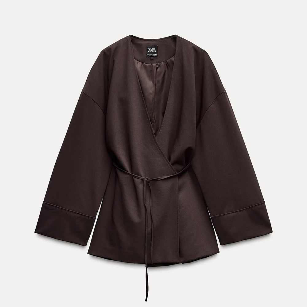 Zara wrap kimono jacket, plum minimalist